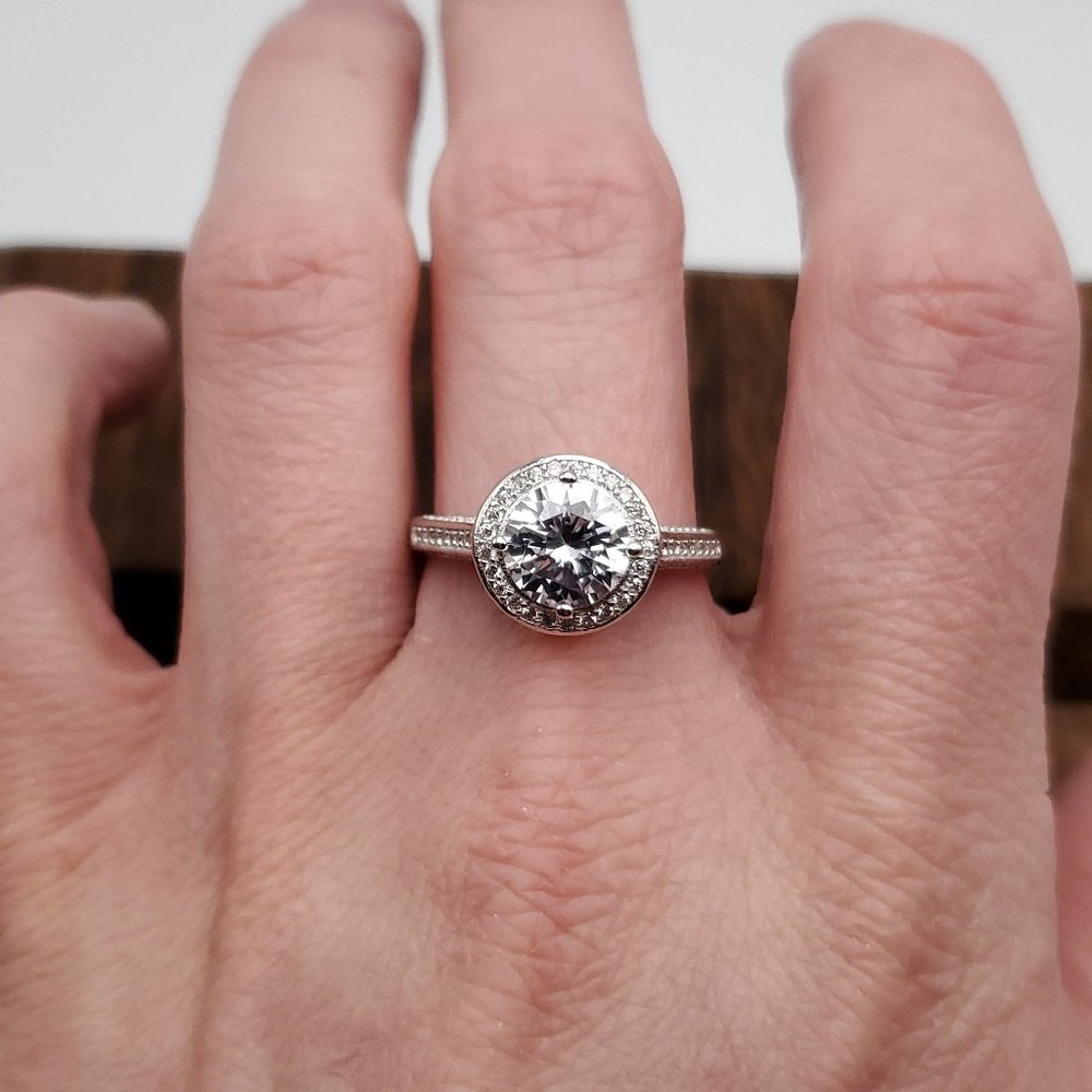 Size 9.75 925 Sterling Silver Bright Amazing Cubic Zirconia Ring
